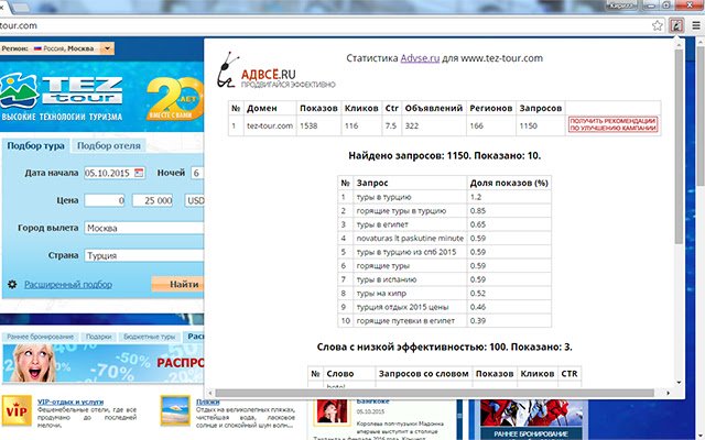Статистика advse.ru  from Chrome web store to be run with OffiDocs Chromium online
