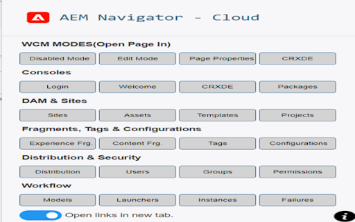 AEM Navigator Cloud  from Chrome web store to be run with OffiDocs Chromium online