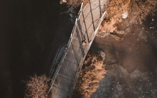 Aerial View of Wooden Bridge Over Frozen River  from Chrome web store to be run with OffiDocs Chromium online