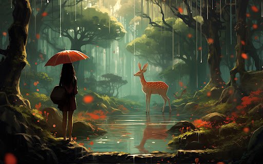 A fantasy scene with a strong anime feel  from Chrome web store to be run with OffiDocs Chromium online
