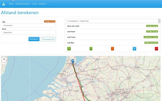 Afstand berekenen  from Chrome web store to be run with OffiDocs Chromium online
