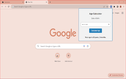 Age Calculator  from Chrome web store to be run with OffiDocs Chromium online