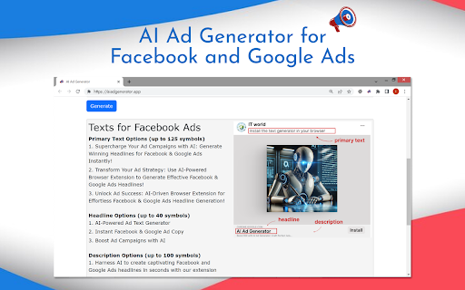 AI Ad Generator  from Chrome web store to be run with OffiDocs Chromium online