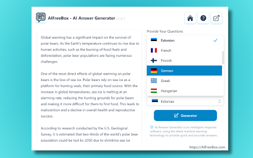 AI Answer Generator: Get Question Answer Free  from Chrome web store to be run with OffiDocs Chromium online