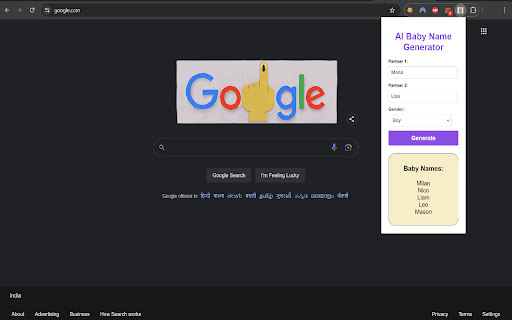 AI Baby Name Generator from Chrome web store to be run with OffiDocs Chromium online AI Baby Name Generator from Chrome web store to be run with OffiDocs Chromium online