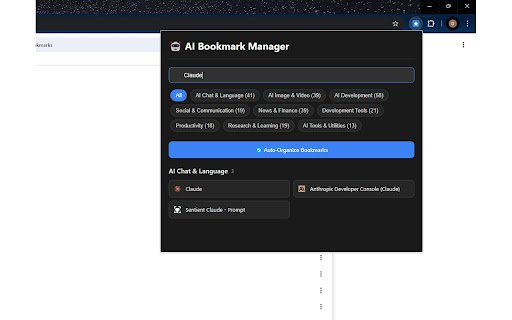 AI Bookmark Manager  from Chrome web store to be run with OffiDocs Chromium online