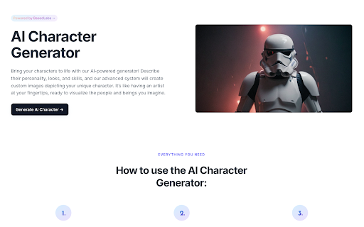 AI Character Generator  from Chrome web store to be run with OffiDocs Chromium online