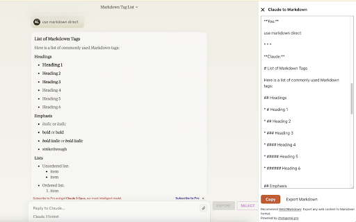 AI Chat Export to Markdown  from Chrome web store to be run with OffiDocs Chromium online