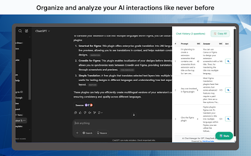 AI Chat Manager for GPT | DeepSeek | Gemini  from Chrome web store to be run with OffiDocs Chromium online