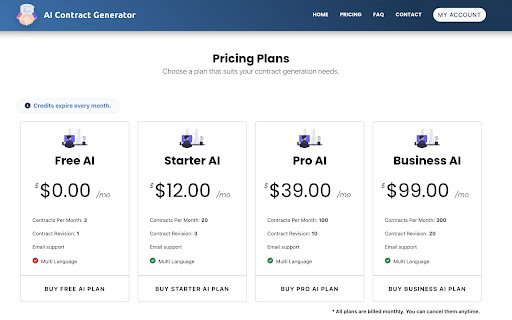 AI Contract Generator  from Chrome web store to be run with OffiDocs Chromium online