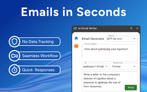 AI Email Writer  from Chrome web store to be run with OffiDocs Chromium online