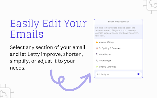 AI Email Writer for Gmail Letty  from Chrome web store to be run with OffiDocs Chromium online