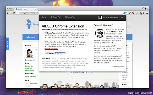 Chrome web mağazasından AIESEC TN Arama Uygulaması çevrimiçi OffiDocs Chromium ile çalıştırılacak
