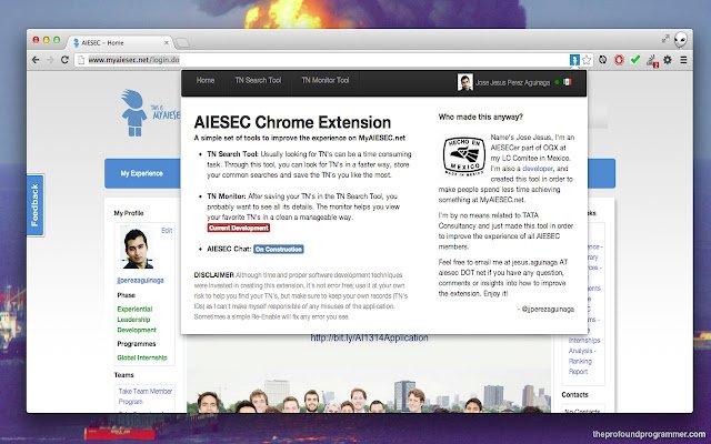 AIESEC TN Search App  from Chrome web store to be run with OffiDocs Chromium online