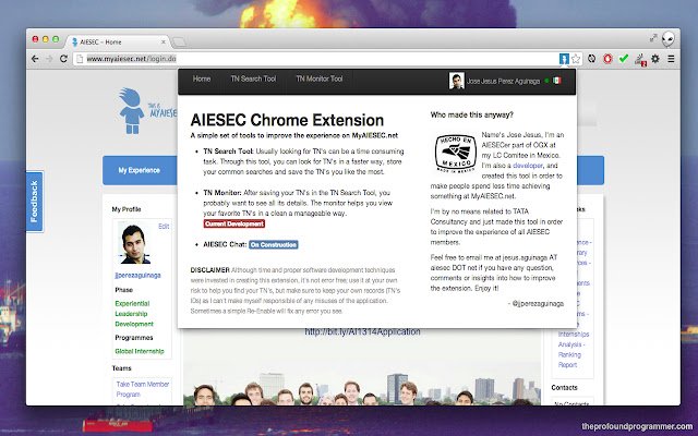 AIESEC TN Search App aus dem Chrome Web Store zur Ausführung mit OffiDocs Chromium online