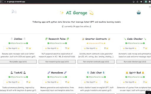AI Garage Toolbox extension  from Chrome web store to be run with OffiDocs Chromium online