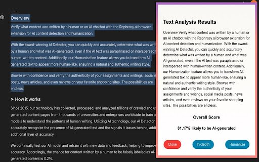 AI Humanizer and Detector by Rephrasy  from Chrome web store to be run with OffiDocs Chromium online