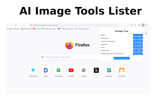AI Image Tools Lister  from Chrome web store to be run with OffiDocs Chromium online