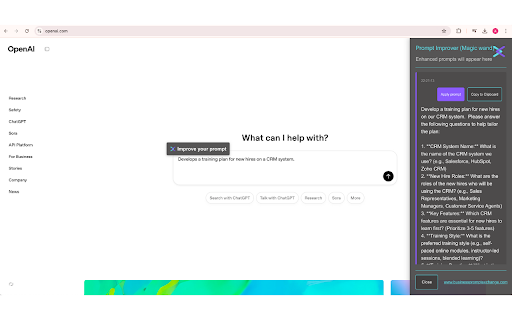 AI Prompt Improver  from Chrome web store to be run with OffiDocs Chromium online AI Prompt Improver  from Chrome web store to be run with OffiDocs Chromium online