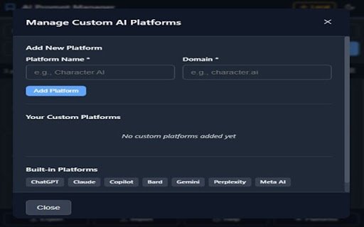 AI Prompt Manager  from Chrome web store to be run with OffiDocs Chromium online