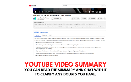 AI Recap: Google  YouTube AI Summary  from Chrome web store to be run with OffiDocs Chromium online