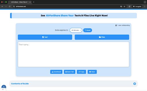 AirForShare Share Files  Text Instantly, No Signup  Limits!  from Chrome web store to be run with OffiDocs Chromium online