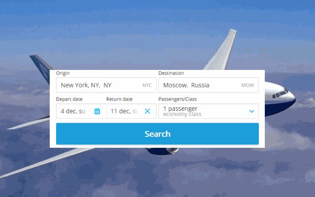 تذاكر طيران من متجر Chrome الإلكتروني ليتم تشغيلها باستخدام OffiDocs Chromium عبر الإنترنت