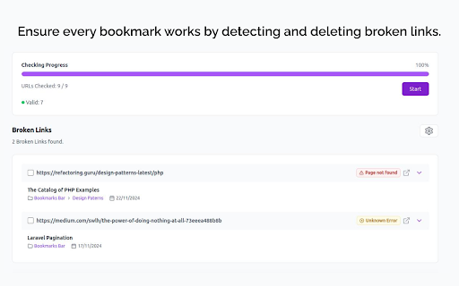 Airmarks Track trends, clean duplicates, find broken bookmarks, and more.  from Chrome web store to be run with OffiDocs Chromium online