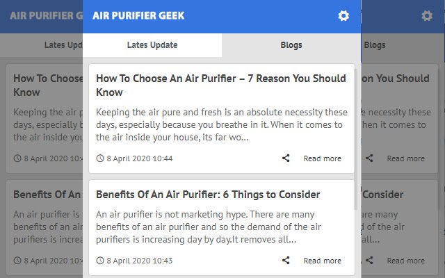 تحديث آخر الأخبار لـ Air Purifier Geek من متجر Chrome الإلكتروني ليتم تشغيله مع OffiDocs Chromium عبر الإنترنت