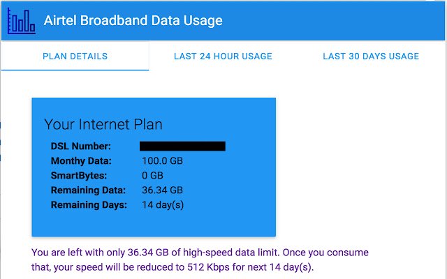 Airtel Data Usage  from Chrome web store to be run with OffiDocs Chromium online