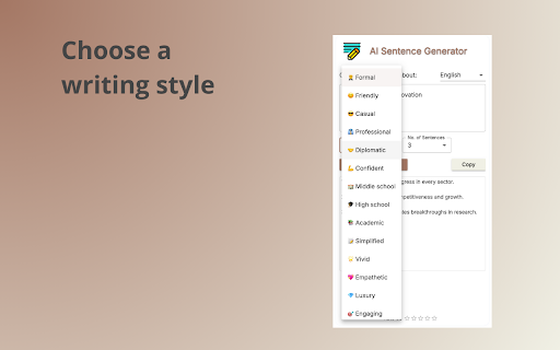 AI Sentence Generator  from Chrome web store to be run with OffiDocs Chromium online