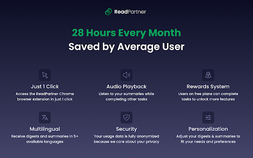 AI Summarizer by ReadPartner: Summarize Articles, YouTube and Documents  from Chrome web store to be run with OffiDocs Chromium online