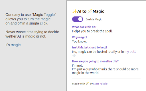 AI to Magic  from Chrome web store to be run with OffiDocs Chromium online