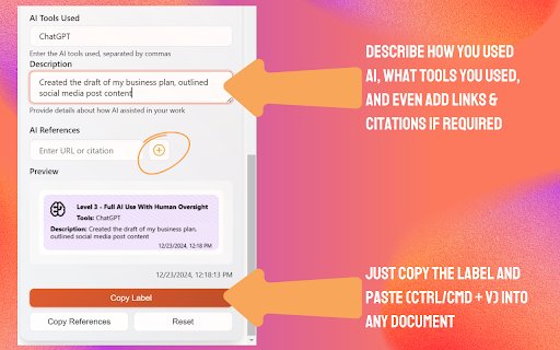 AI Usage Labeler  from Chrome web store to be run with OffiDocs Chromium online