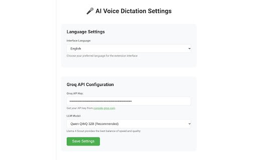 AI Voice Dictation  from Chrome web store to be run with OffiDocs Chromium online
