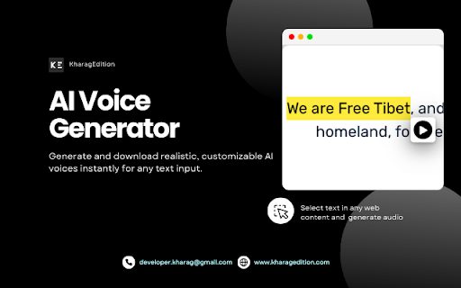 AI Voice Generator  from Chrome web store to be run with OffiDocs Chromium online