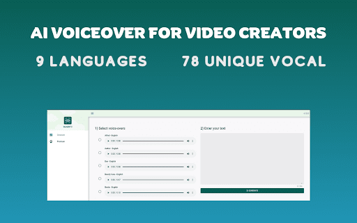 AI Voiceover for Video Creators  from Chrome web store to be run with OffiDocs Chromium online