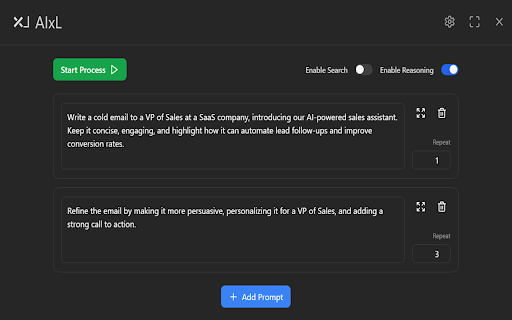 AIxL Prompter Boost ChatGPT  Claude with Bulk Prompting  from Chrome web store to be run with OffiDocs Chromium online