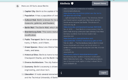 Aletheia  from Chrome web store to be run with OffiDocs Chromium online
