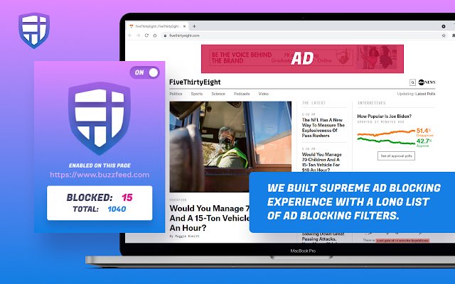 Alfablocker-adblocker van de Chrome-webwinkel om te worden uitgevoerd met OffiDocs Chromium online
