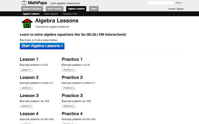 Pelajaran Algebra oleh MathPapa.com dari kedai web Chrome untuk dijalankan dengan OffiDocs Chromium dalam talian