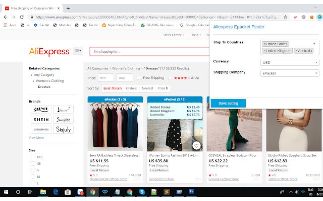 Pencari Epacket Aliexess daripada kedai web Chrome untuk dijalankan dengan OffiDocs Chromium dalam talian