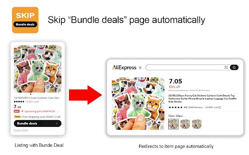AliExpress Bundle deals Redirect  from Chrome web store to be run with OffiDocs Chromium online