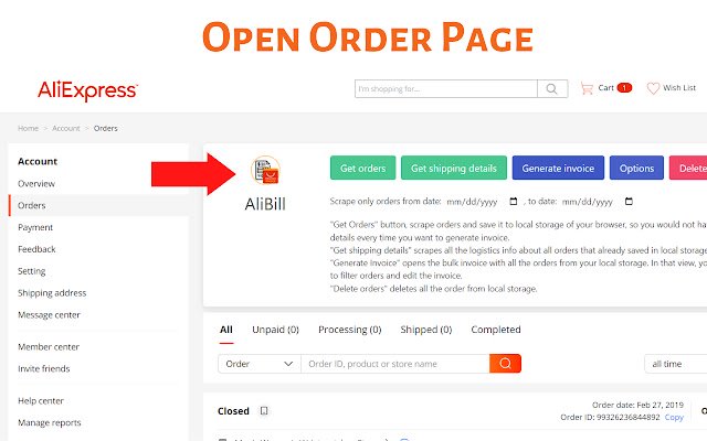 Aliexpress Free invoice AliInvoice™️  from Chrome web store to be run with OffiDocs Chromium online
