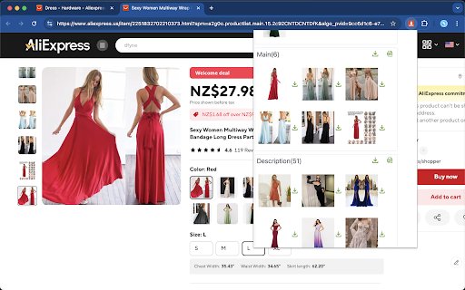 Aliexpress Image Downloader Images  Videos  from Chrome web store to be run with OffiDocs Chromium online