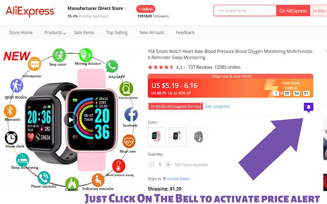 Aliexpress Price Tracker din magazinul web Chrome va fi rulat cu OffiDocs Chromium online