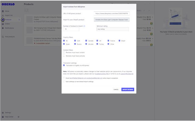 AliExpress Review Importer  from Chrome web store to be run with OffiDocs Chromium online