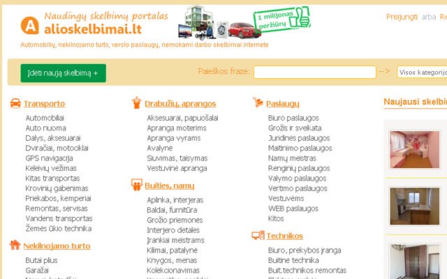Alioskelbimai.lt từ cửa hàng Chrome trực tuyến sẽ được chạy bằng OffiDocs Chrome trực tuyến