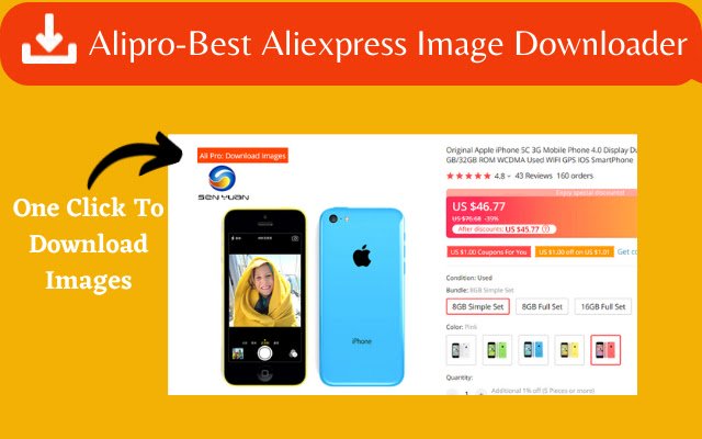 AliPro Aliexpress Image Downloader מחנות האינטרנט של Chrome להפעלה עם OffiDocs Chromium באינטרנט