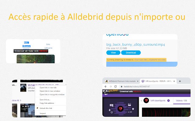 La extensión AllDebrid de Chrome web store se ejecutará con OffiDocs Chromium en línea